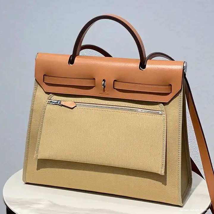 Cheap Palladium Canvas Hermes Hardware Bag In Brown Grey Herbag 0419